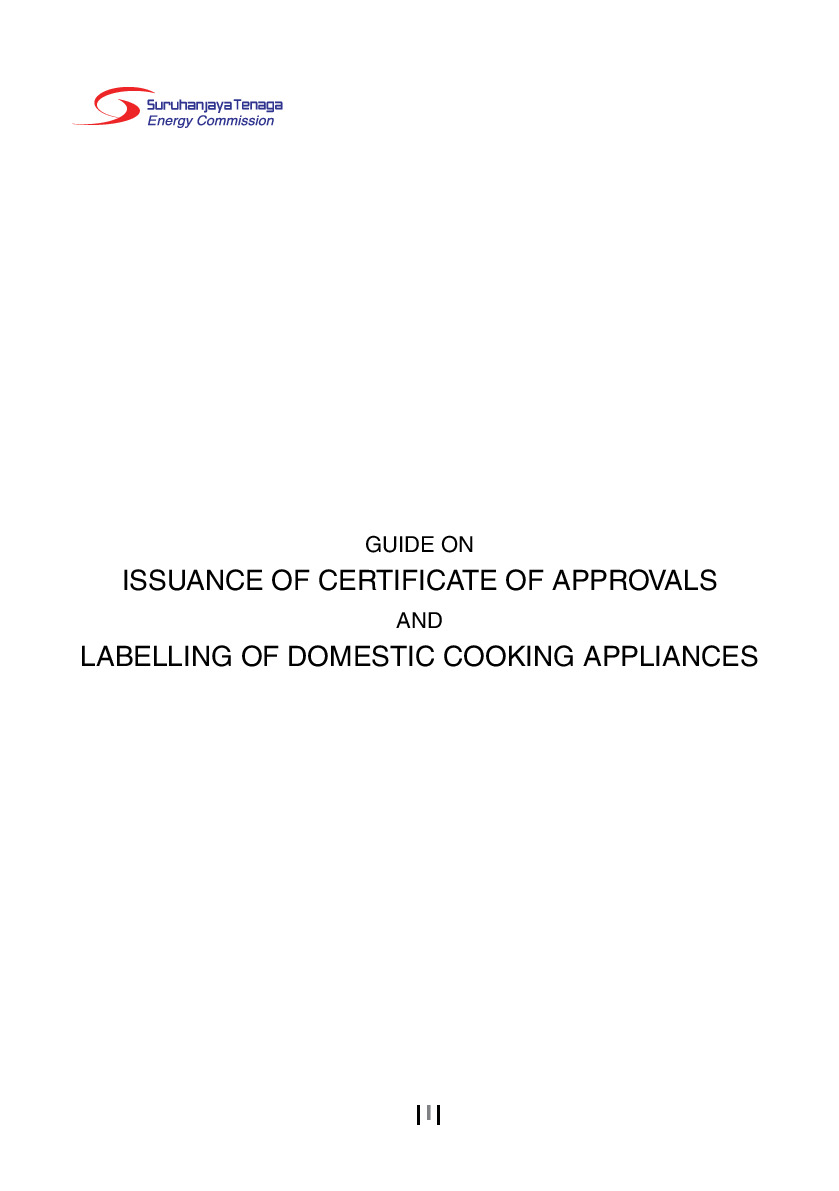 Guide on Issuance of Certificate of Approvals and Labelling of Domestic Gas Cooking Appliances