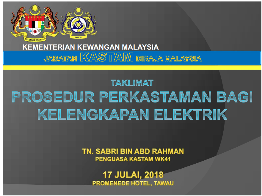 "Prosedur Perkastaman Bagi Kelengkapan Elektrik"