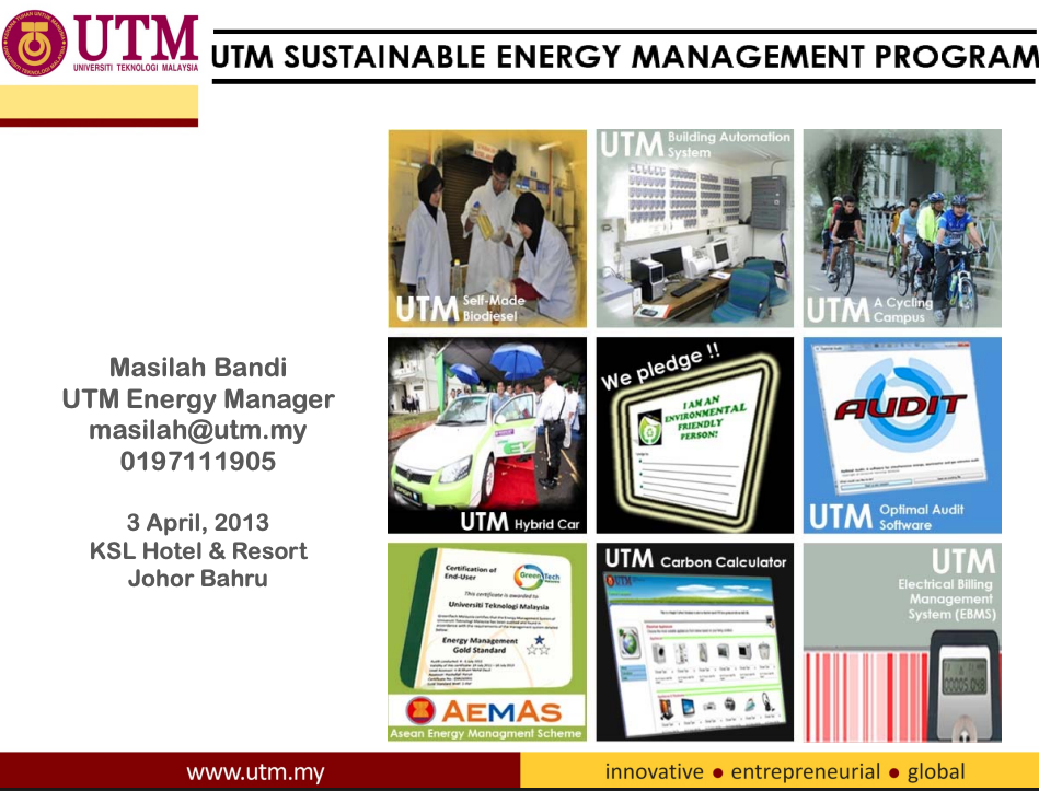 Awareness on Sustainable Energy Management by Hjh. Masilah (UTM)