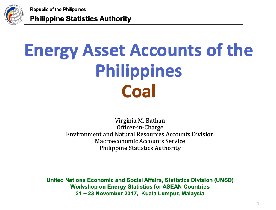 Energy Asset Accounts of the Philippines Coal