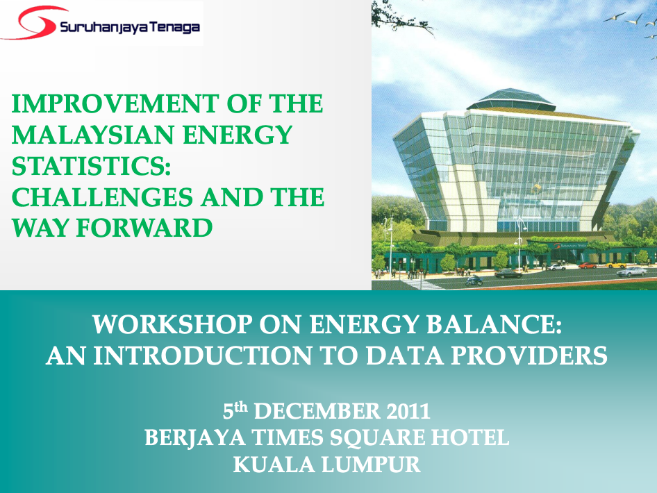 Energy Statistics in Malaysia