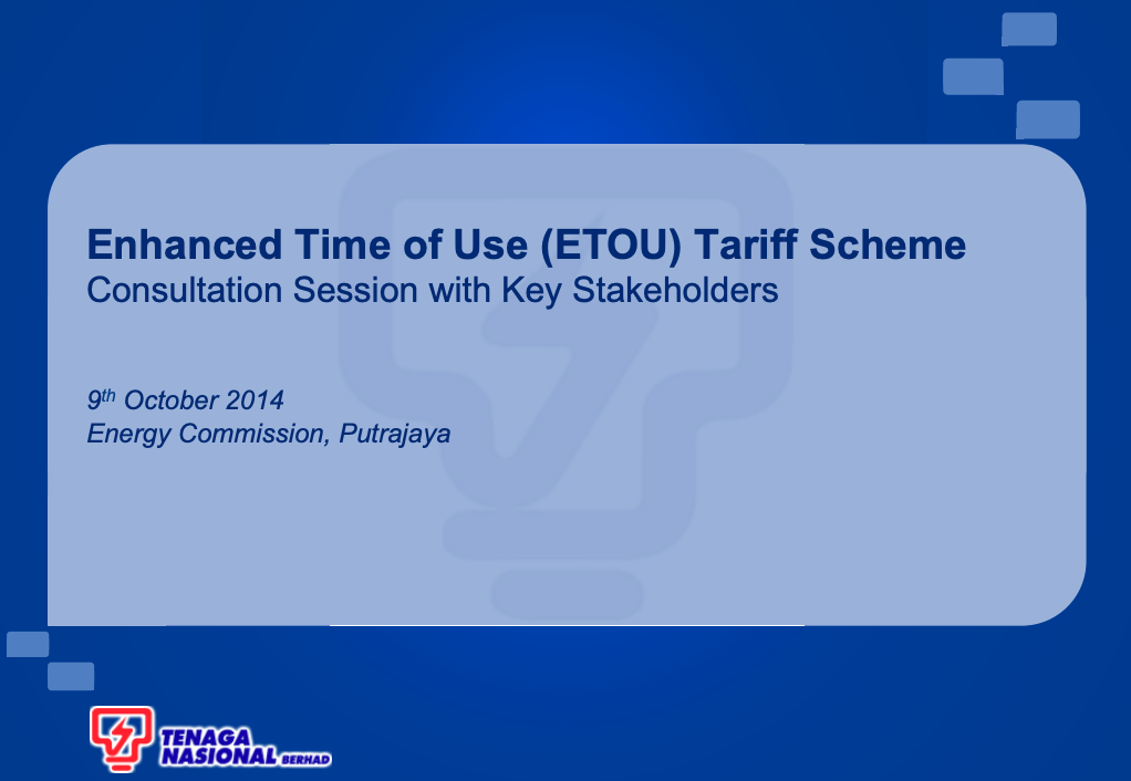 Enhanced Time of Use (ETOU) Tariff Scheme