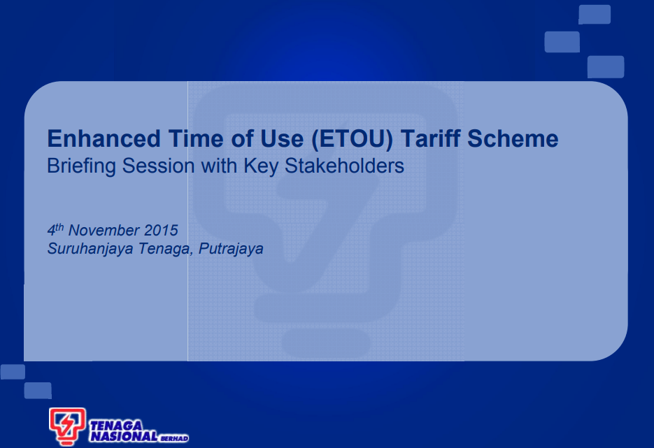 Enhanced Time-of-Use (EToU) Tariff Scheme