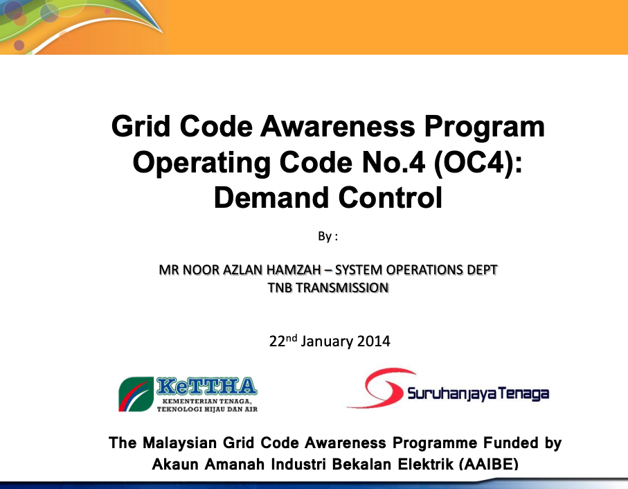 Grid Code Awareness Program Operating Code No.4 (OC4):Demand Control