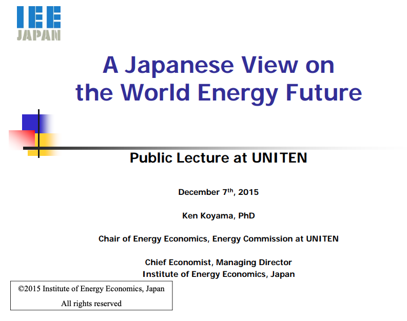 Japanese view on world energy future