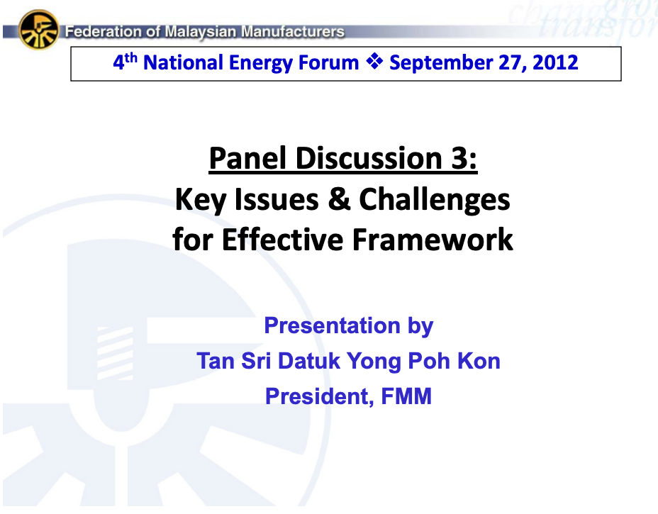 Key Issues Challenges for Effective Framework - FMM