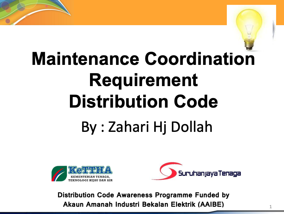 Maintenance Coordination Requirement Distribution Code