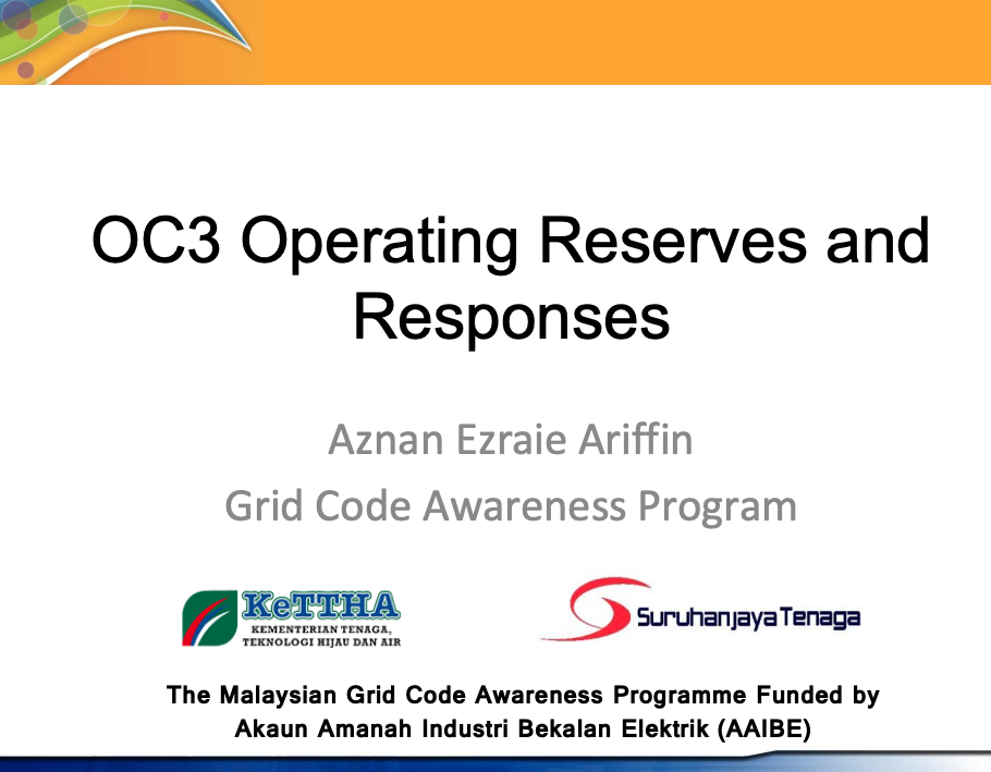 OC3 Operating Reserves and Responses