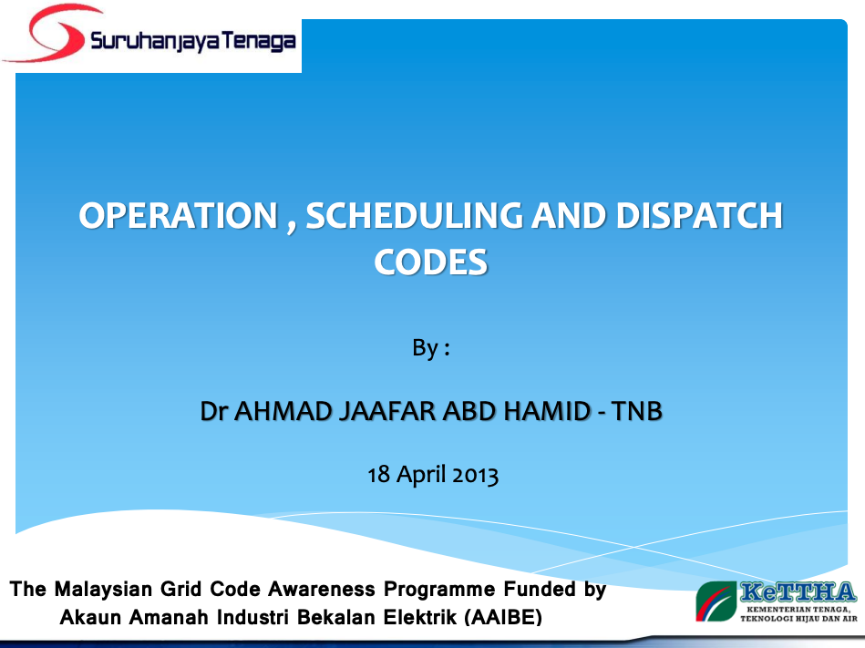 Operation, Scheduling and Dispatch Codes