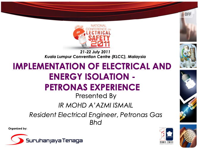 PETRONAS: Implementation of Electrical and Energy Isolation