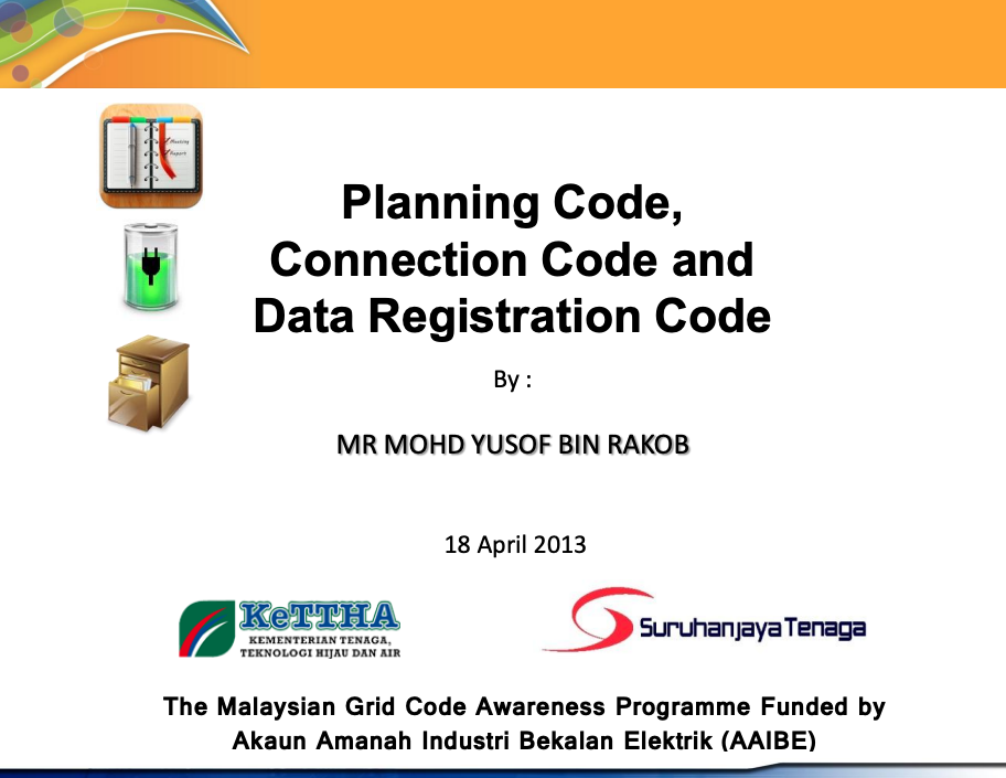 Planning Code, Connection Code and Data Registration Code