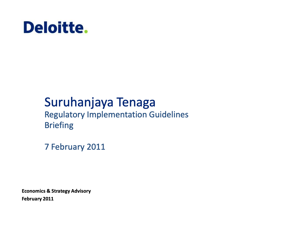 Presentation Slides during Workshop on Regulatory Implementation Guidelines (Draft for Discussion) on 8th February 2011
