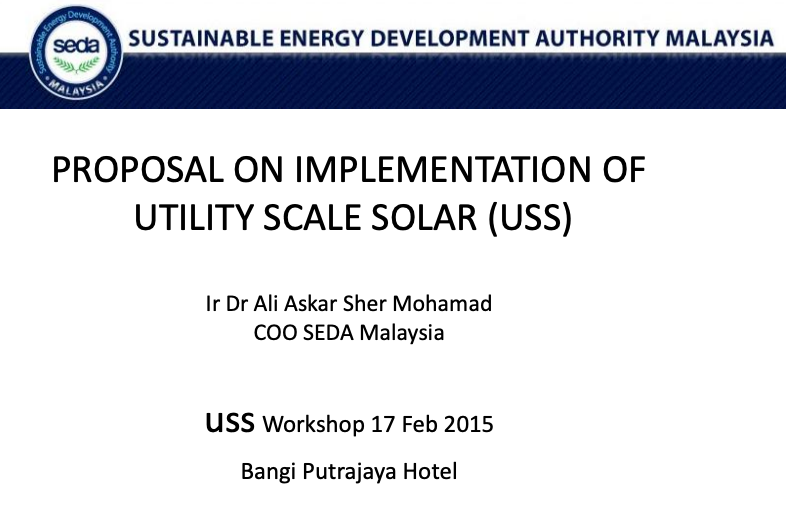 Proposal On Implementation of Utility Scale Solar (USS)