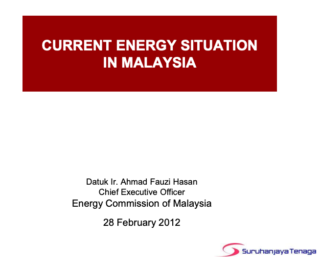 ST: Current Energy Situation In Malaysia