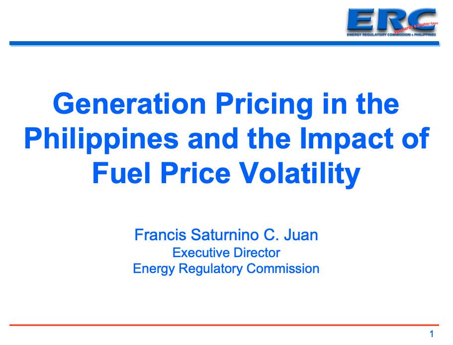 Session 3: Generation Pricing in the Philippines and the Impact of Fuel Price Volatility