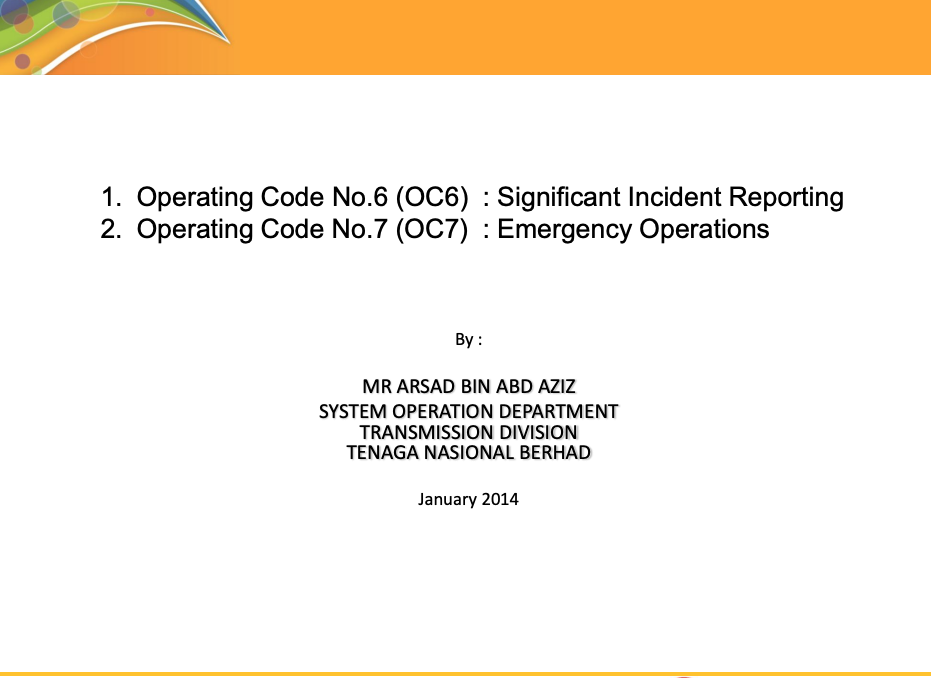 Significant Incident Reporting and Emergency Operations