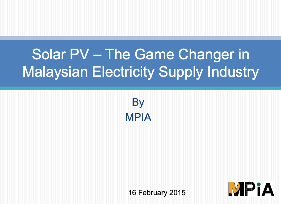 Solar PV &ndash;The Game Changer in Malaysian Electricity Supply Industry