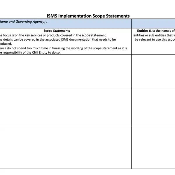 Attachment A - ISMS Implementation Scope Statements - Blank Form