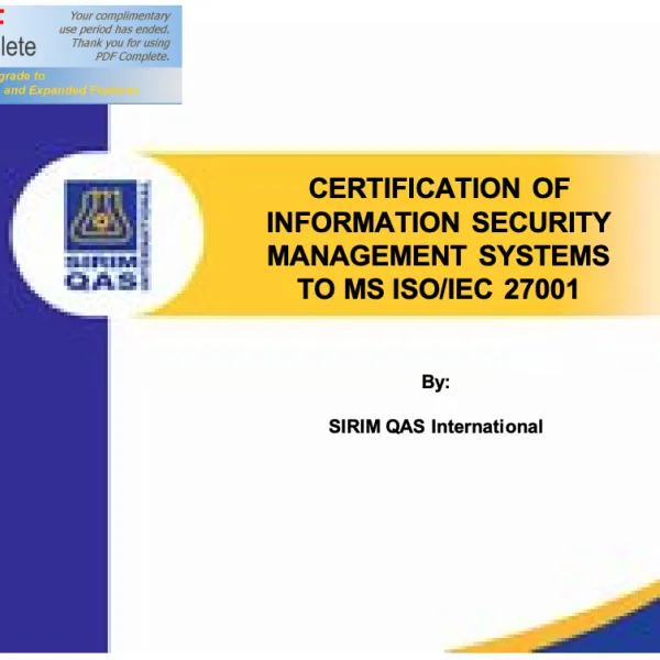 Certification Of Information Security Management Systems to MS ISOIEC 27001