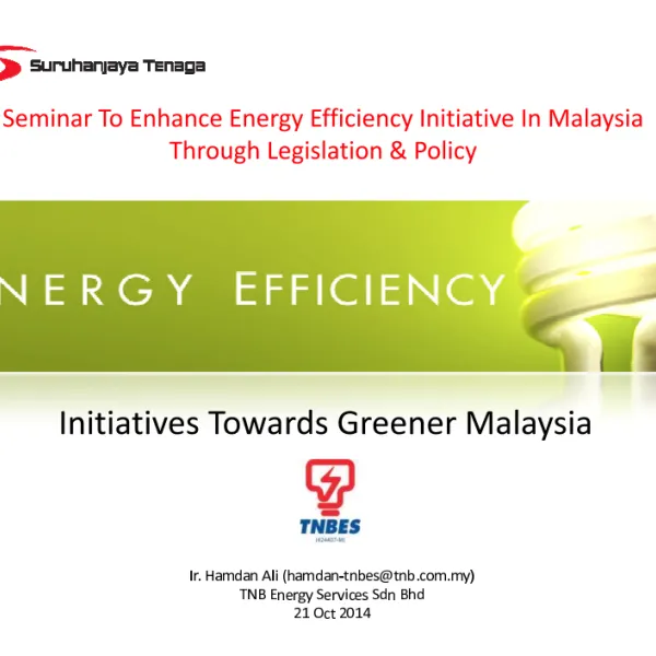Initiatives Towards Greener Malaysia