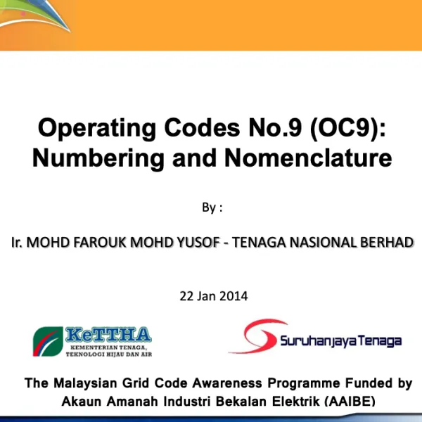 Operating Codes No.9 (OC9): Numbering and Nomenclature