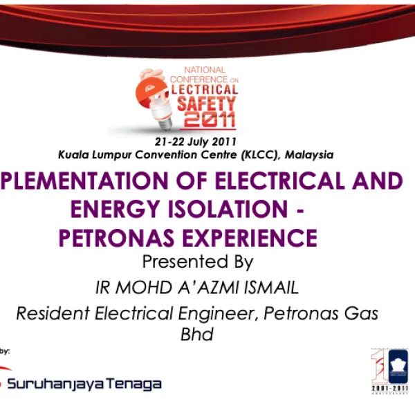 PETRONAS: Implementation of Electrical and Energy Isolation