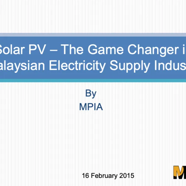 Solar PV &ndash;The Game Changer in Malaysian Electricity Supply Industry