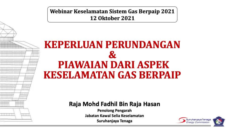 "Tajuk 1 Keperluan Perundangan dan Piawaian dari aspek Keselamatan Gas Berpaip