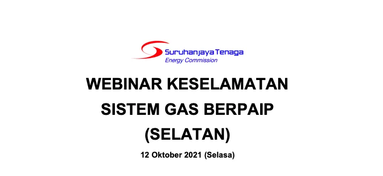 Agenda Webinar Keselamatan Sistem Gas Berpaip