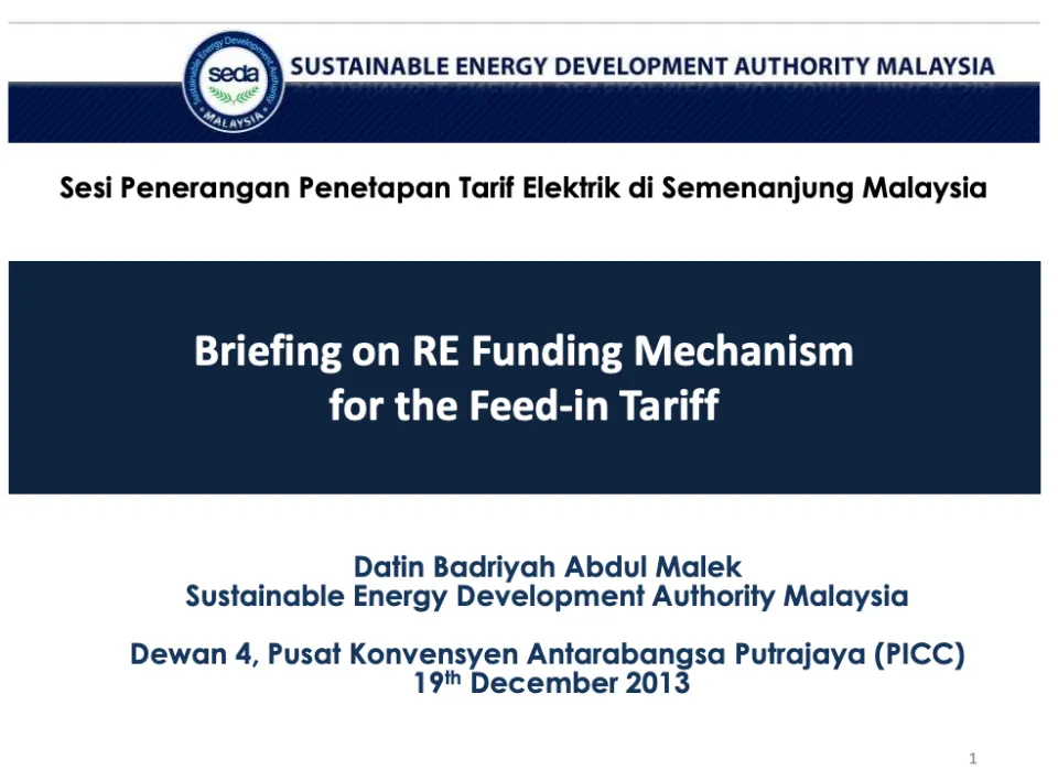 Briefing on RE Funding Mechanism for the Feed-in Tariff