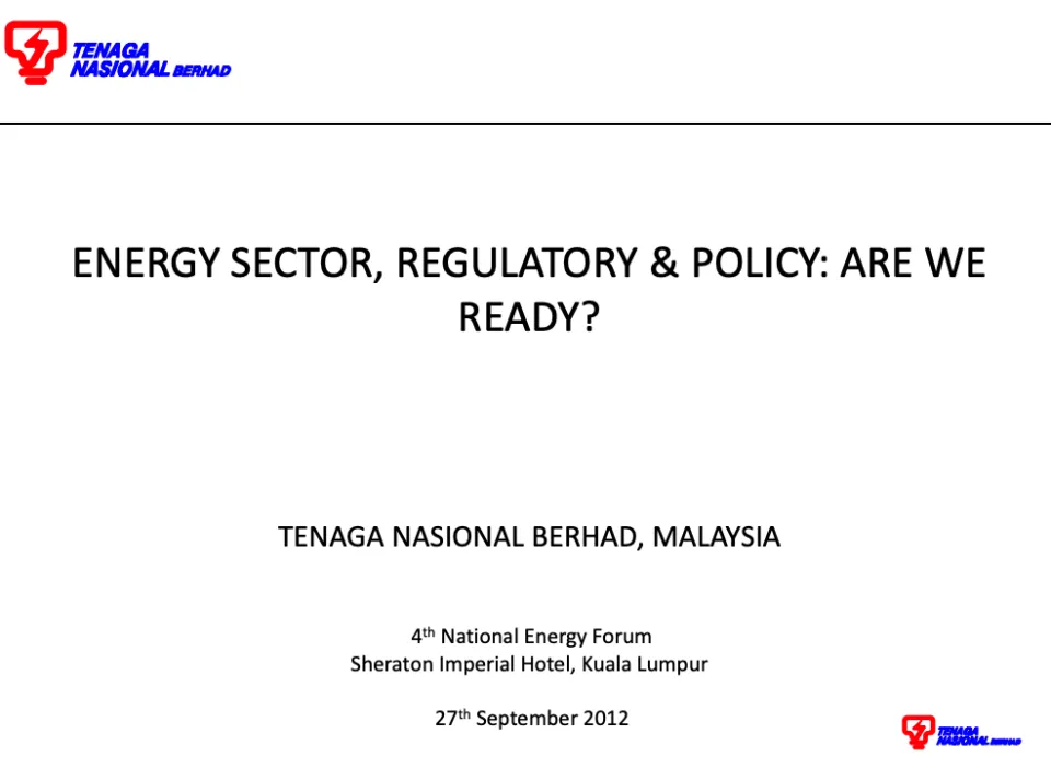 Energy Sector Regulatory Policy: Are We Ready?