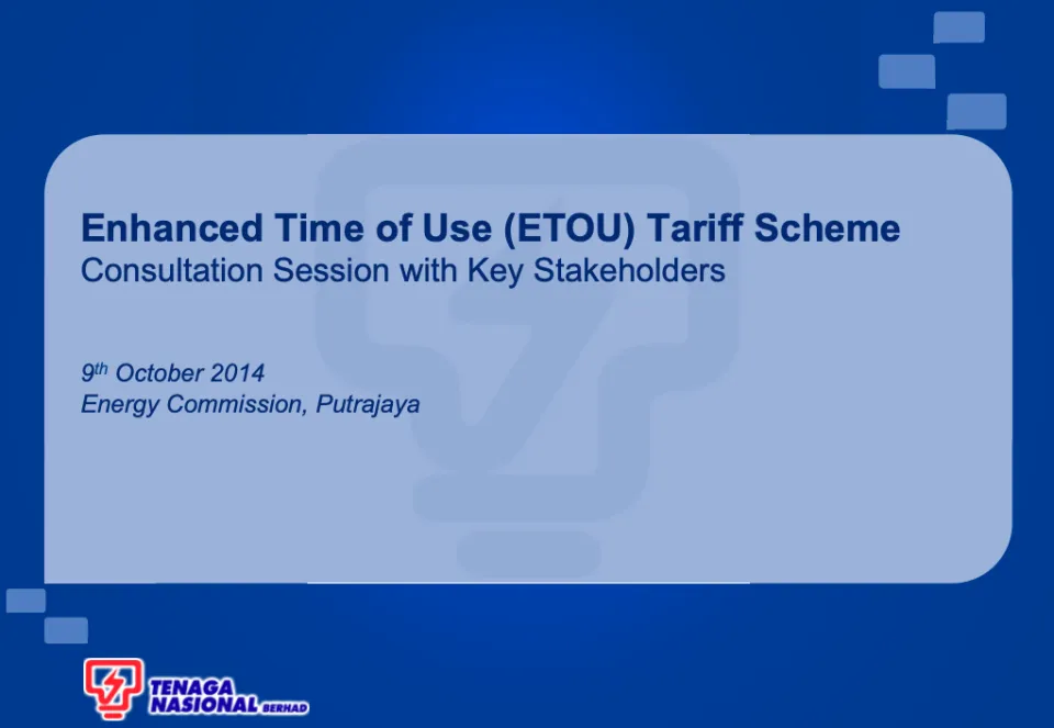 Enhanced Time of Use (ETOU) Tariff Scheme