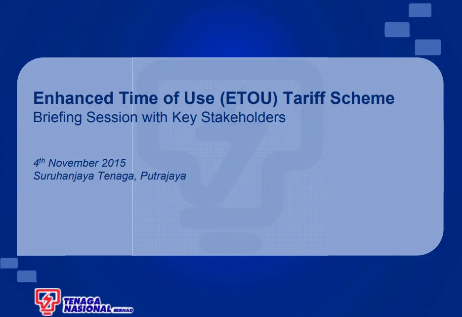 Enhanced Time-of-Use (EToU) Tariff Scheme