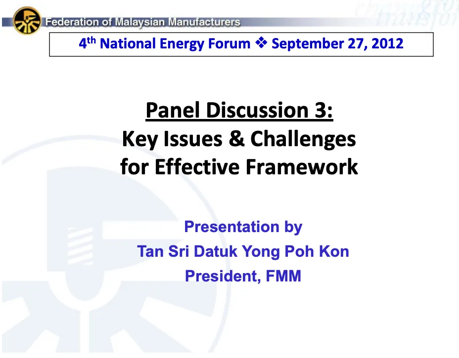 Key Issues Challenges for Effective Framework - FMM