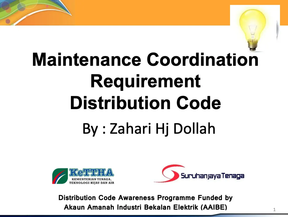 Maintenance Coordination Requirement Distribution Code