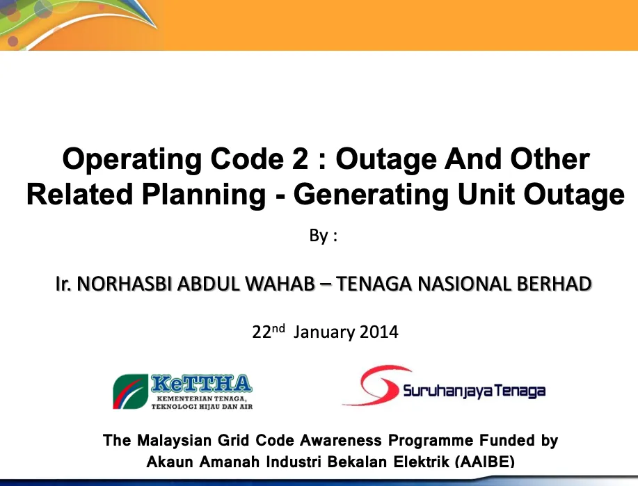 Operating Code 2 : Outage And Other Related Planning -Generating Unit Outage