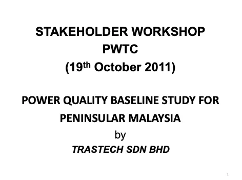 PQ Monitoring: Power Quality Baseline Study For Peninsular Malaysia