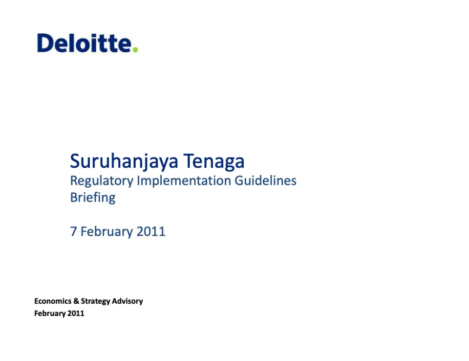 Presentation Slides during Workshop on Regulatory Implementation Guidelines (Draft for Discussion) on 8th February 2011