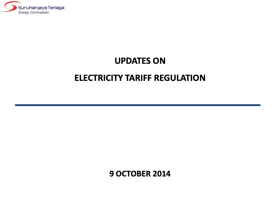 Updates on Electricity Tariff Regulation
